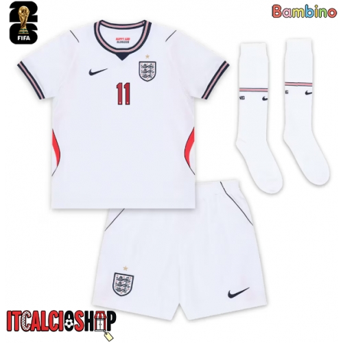 Inghilterra Marcus Rashford #11 Prima Maglia Bambino Mondiali 2026 Manica Corta (+ Pantaloni corti)
